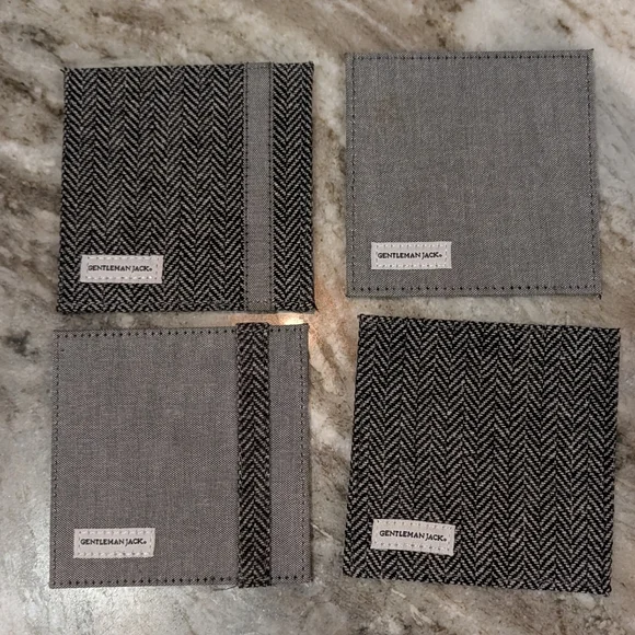 Gentleman Jack Herringbone & Gray Fabric Coasters - Set of 4 - Picture 2 of 4
